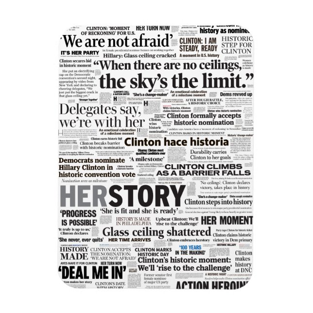 Ímã Hillary 2016 Historic Headline Magnet (Vertical)