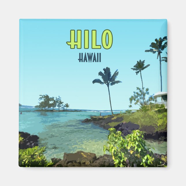 Imã Hilo Big Island Hawaii Beach Vintage (Frente)