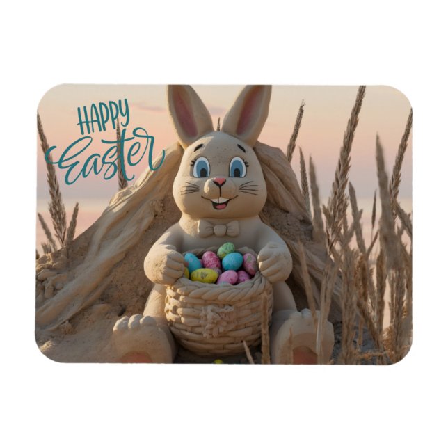 Ímã Hilton Head Island Easter Bunny Sand Sculpture (Horizontal)