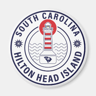 Imã Hilton Head Island Lighthouse Retro Sunset