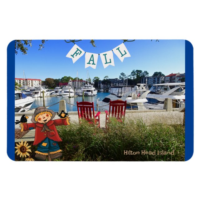 Ímã Hilton Head Island Sea Pines Marina Fall Scarecrow (Horizontal)