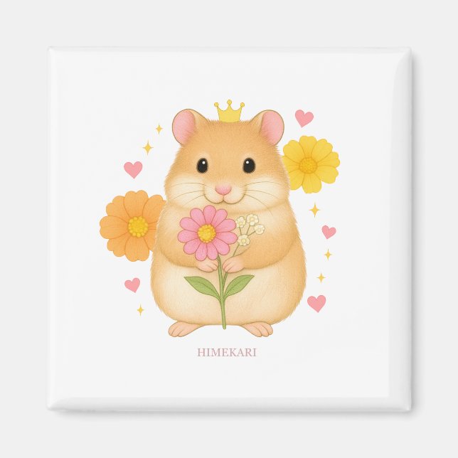 Imã HIMEKARI Floral Hamster Magnet –Clear (Frente)