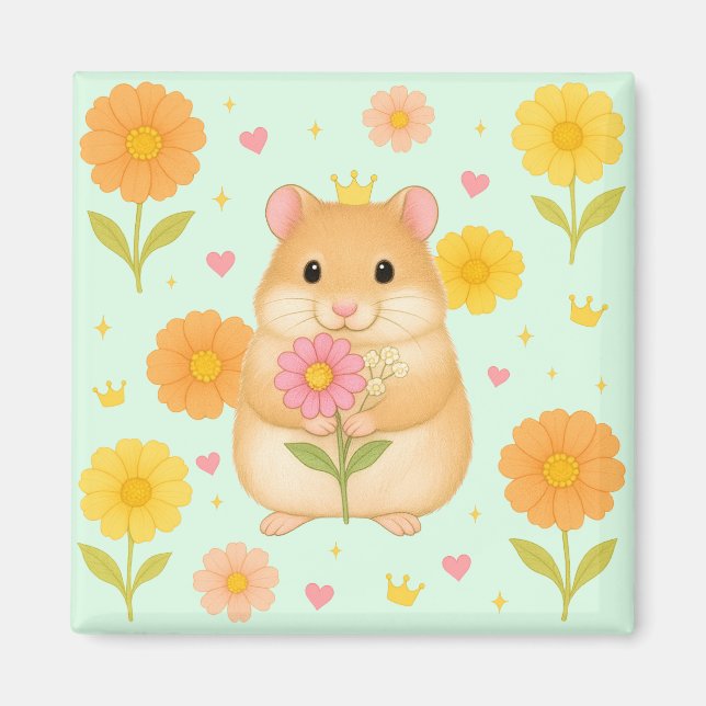 Imã HIMEKARI Floral Hamster Magnet – Green (Frente)