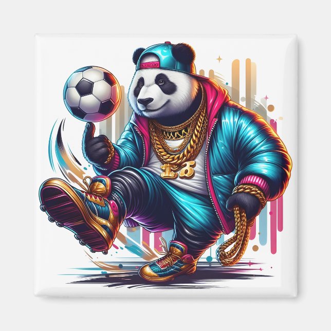 Imã Hip Hop Panda Futebol de Verão Esportes (Frente)