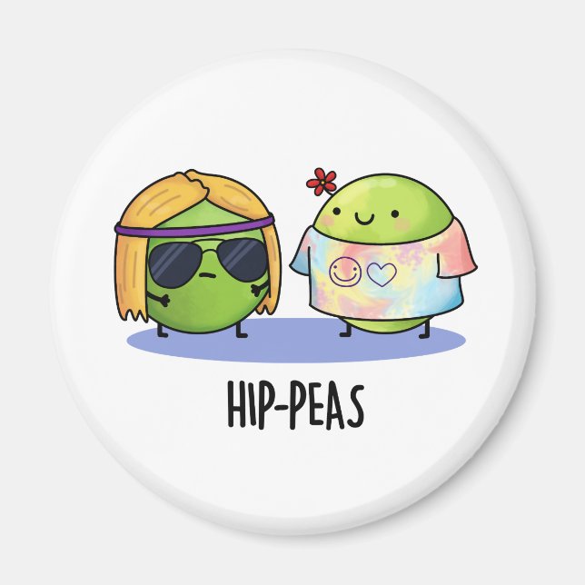 Imã Hip-peas Engraçado Hippie Peas Pun (Frente)