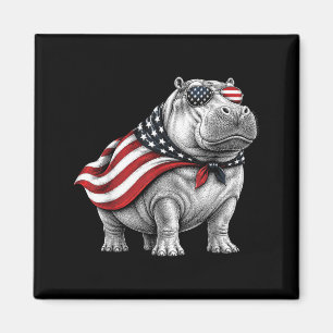 Imã Hipopótamo 4 De Julho Bandeira Americana Patriótic