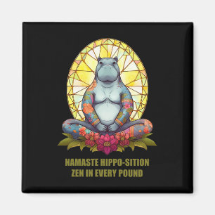 Imã Hipopótamo de Ioga em Pose de Meditação, Zen Pacíf