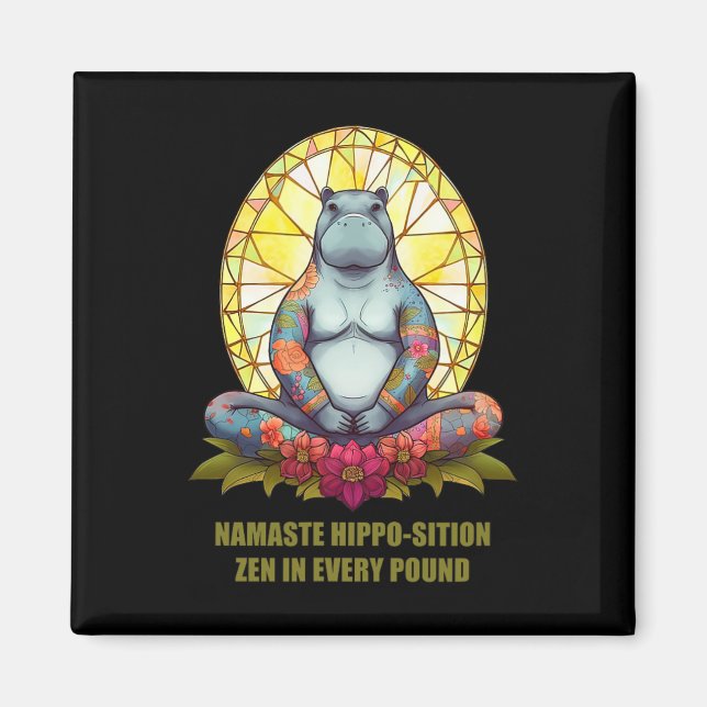 Imã Hipopótamo de Ioga em Pose de Meditação, Zen Pacíf (Frente)