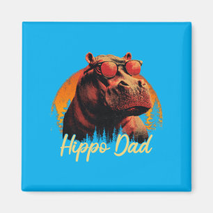 Imã Hipopótamo Dia dos Pais Vintage Amante de Animais