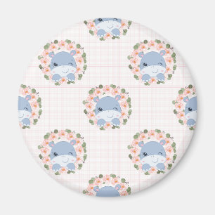 Imã Hipopótamo E Tatuagem De Flor