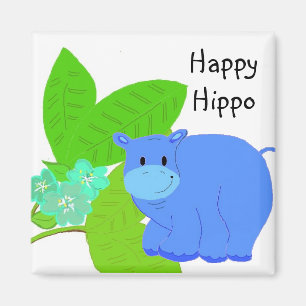 Imã Hipopótamo Feliz Pastando