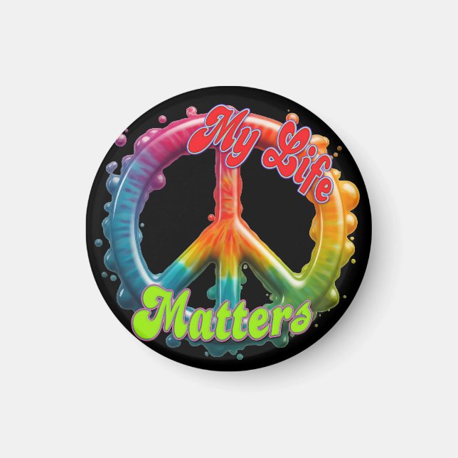 Imã Hippie Amor Paz Vida Importa Personalizado  (Frente)