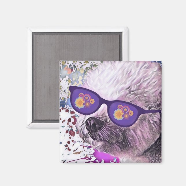 Imã Hippie 'Chon o ímã Bichon (Front/Back)