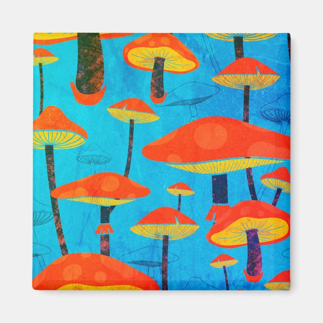 Imã Hippie Dreamy Retro Vibe Encantando Cogumelos (Frente)