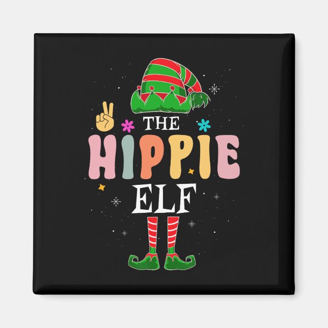 Imã Hippie Elf Group Correspondente à Groovy de Natal  (Frente)