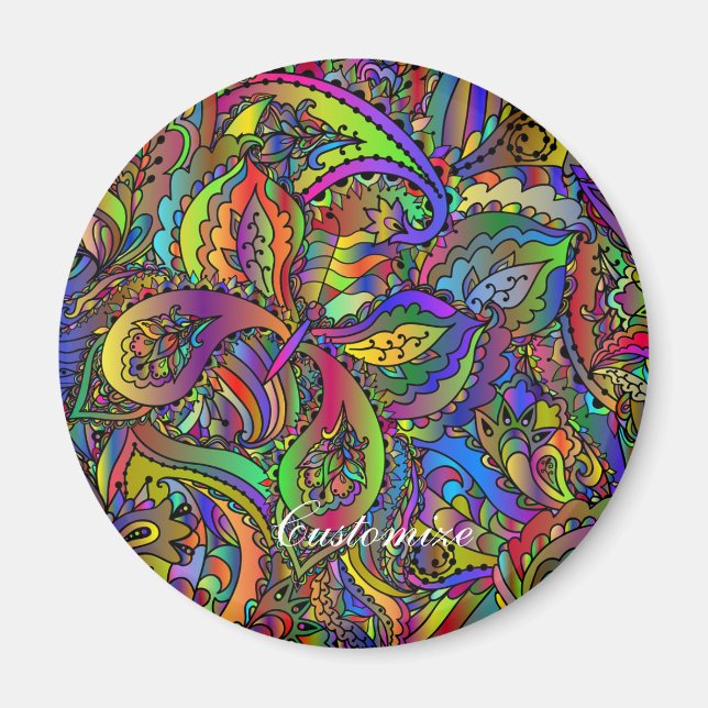 Imã Hippie Groovy Psychedelic Design Thunder_Cove (Frente)