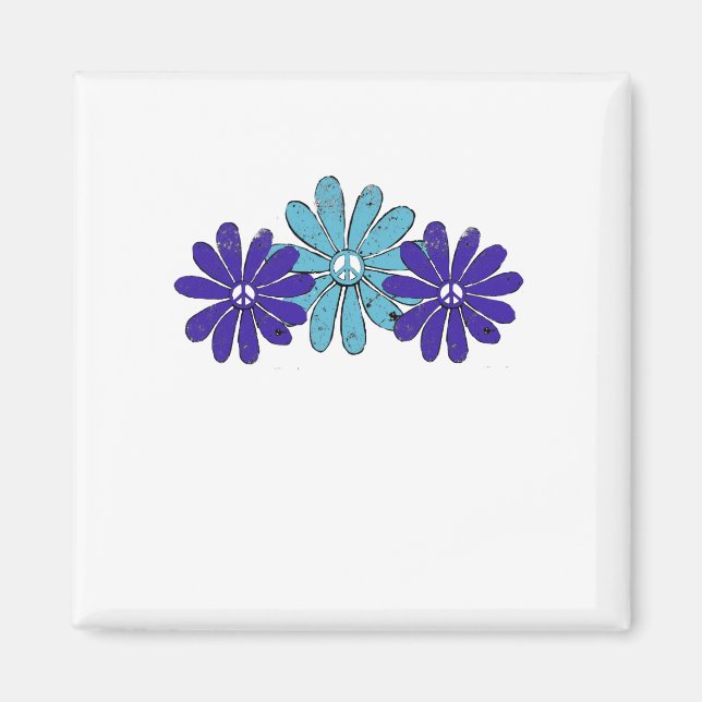 Imã Hippie - Sinal de Paz Flor Potência Aqua Roxo (Frente)