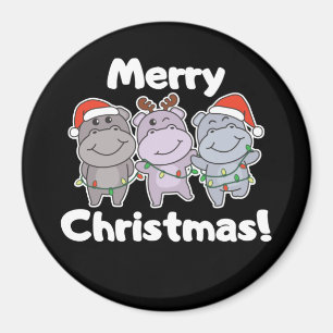 Imã Hippo Christmas Animais Cuja Feliz Hipopótamo