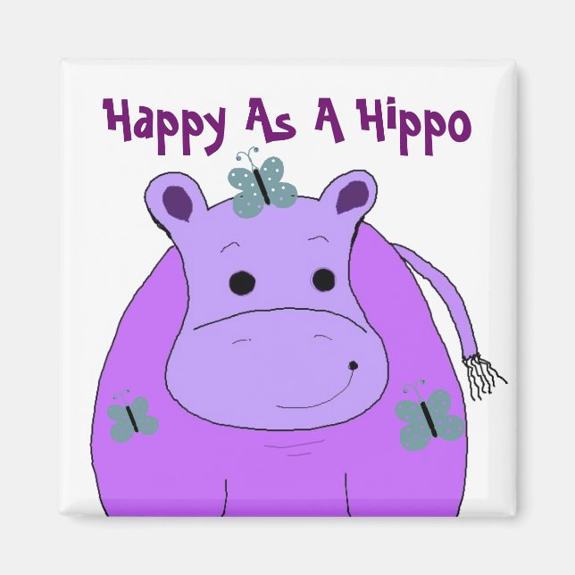 Imã Hippo Com Borboletas (Frente)