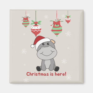 Imã Hippo Feliz Natal Animais de inverno Hippos Magnet
