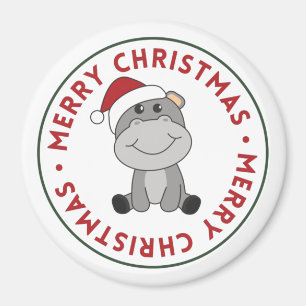 Imã Hippo Feliz Natal Animais de inverno Hippos Magnet