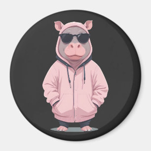 Imã Hippopotamus Vestindo Hoodie Funny Legal Pop