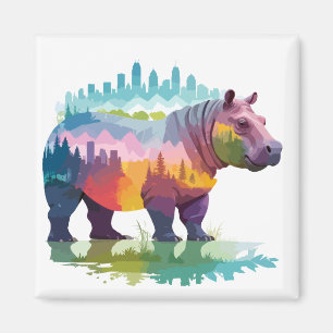 Imã Hippopotamus Vetor Art Animal Majestade Natureza