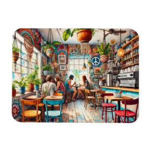 Ímã Hippy Cafe em Miami Watercolor