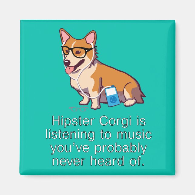 Imã Hipster Corgi Magnet (Frente)