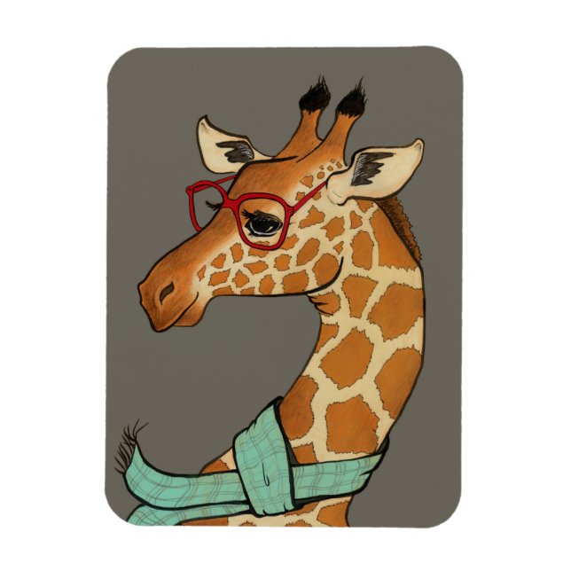 Ímã Hipster Giraffe (Vertical)