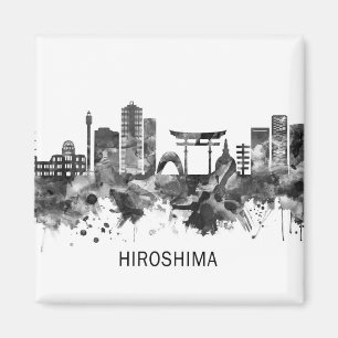 Imã Hiroshima Japan Skyline BW