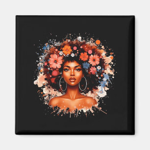 Imã História Negra Afro Cabelo Flor Menina Mulheres Ju