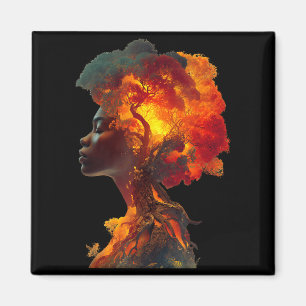 Imã História Negra Arte Afro Mulher Raízes Da Árvore N