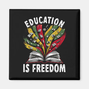 Imã História Negra Educação é Livro da Liberdade Preto