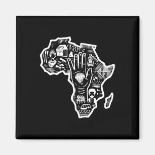 Imã História Negra Mês África Mapa Design Arte de Unid