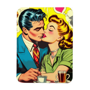 Ímã Histórias em quadrinhos de Amor com Casal Retroati