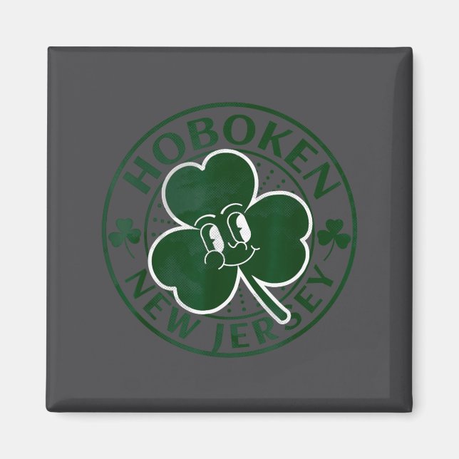 Imã Hoboken New Jersey Irish Shamrock Nj Retro Souveni (Frente)