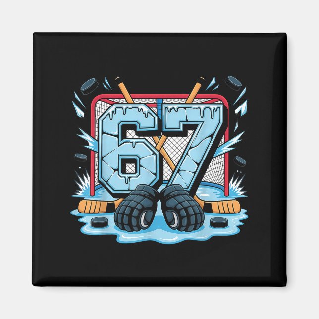 Imã Hockey 67 Drip Ice Rink Gloves Meme Six Seven Srts (Frente)