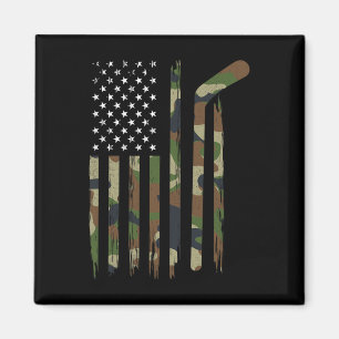Imã Hockey American Flag Camo US Patriotic Hockey Pla
