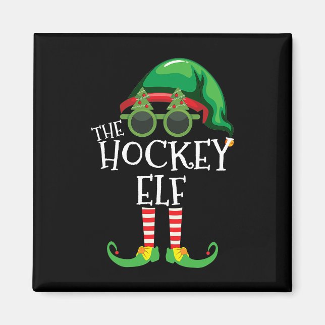 Imã Hockey Elf Combinando Roupas de Natal para Festa d (Frente)