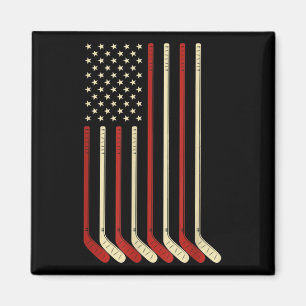 Imã Hockey Goalie USA Flag Hockey Stick Ice Hockey