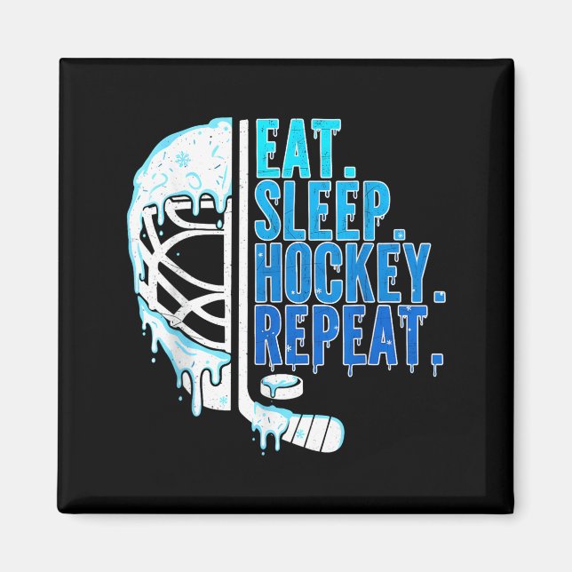 Imã Hockey Ice Cream Drip Eat Sleep Hockey Repeat Boys (Frente)