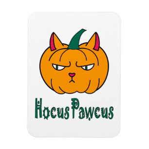Ímã Hocus pawcus Halloween abóbora gato ruivo mágico