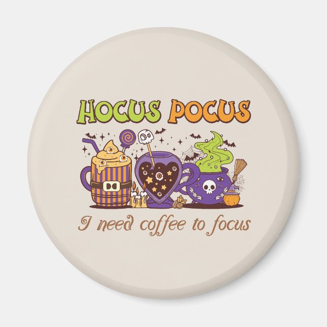 Imã Hocus Pocus - Preciso De Café Para Focar (Frente)