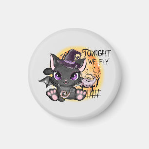 Imã Hoje à noite voamos - Gato de Bruxa Negra