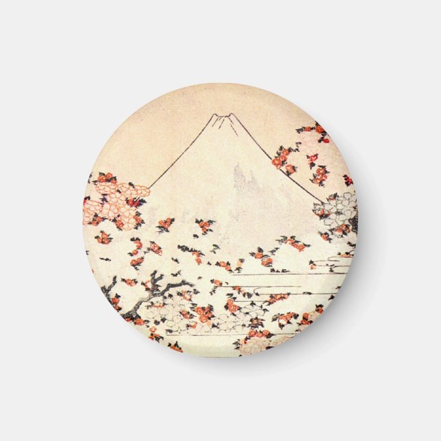 Imã Hokusai Monte Fuji Cherry Blossoms Magnet (Frente)