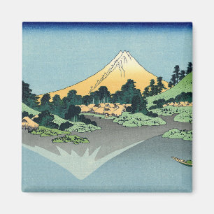 Imã Hokusai Monte Fuji reflete no Lago Kawaguchi