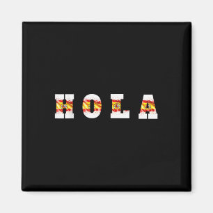 Imã Hola Text Com Bandeira Espanhola, Saudação Espanho
