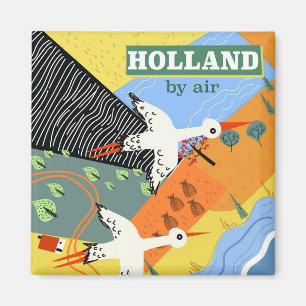 Imã Holanda de avião impressão de férias vintage