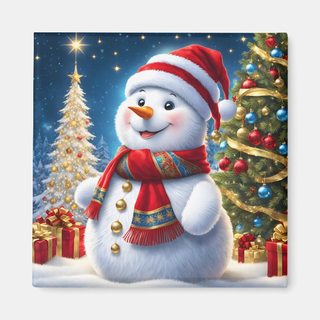 Imã Holiday Snowman Magnet (Frente)